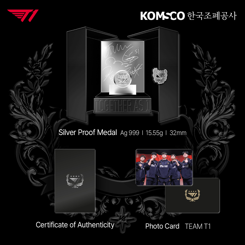  Silver Proof Medal Ag 999 / 15.55g / 32mm Certificate of Authenticity / Photo Card TEAM T1